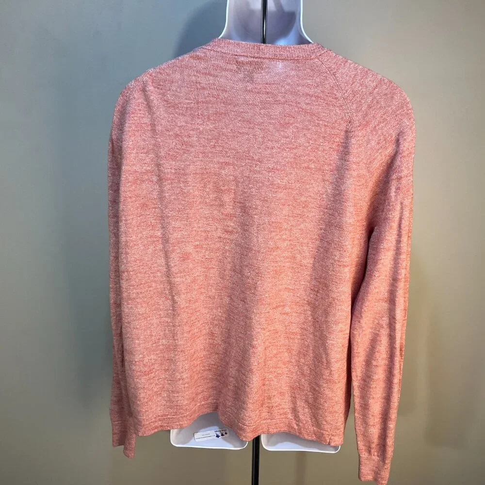 J. Crew Men's salmon pink flecked Linen Blend crewneck pullover Sweater XL EUC
